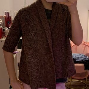 Loft brown quarter length sleeves cardigan